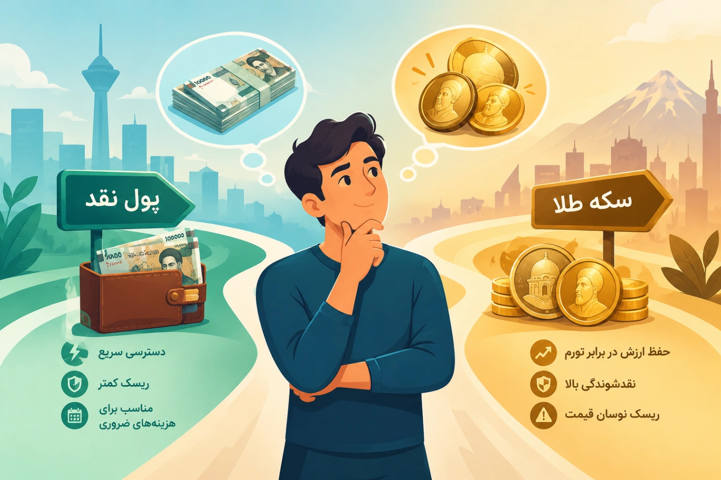 در شرایط اقتصادی ایران، سکه بخریم یا پول نقد نگه داریم؟ راهنمای حفظ ارزش سرمایه در سال ۱۴۰۵